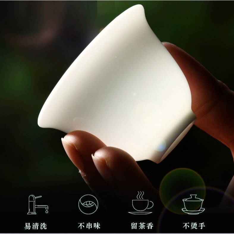 Chén Uống Trà Sứ Bạch Định Thấu Quang Cảnh Đức Trấn