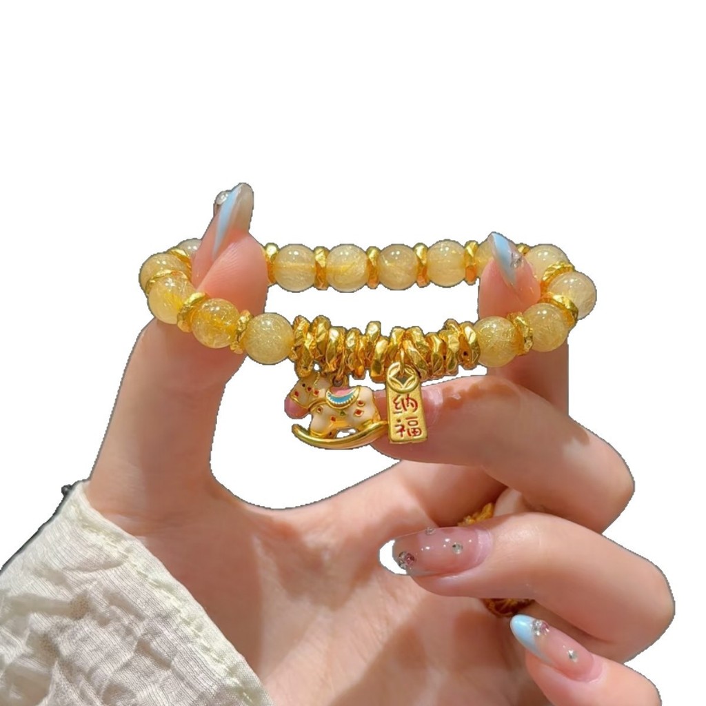 Phong Cách Mới May Mắn Vòng Tay Nhẹ Sang Trọng Mới Niche Thiết Kế Cuộn Cao Cấp Cảm Giác Năm Ngựa Vòng Tay Pha Lê