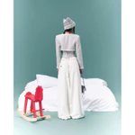 SoDópe.Club – Corset dạ tweed kim sa cúp ngực, Áo khoác blazer dạ kim sa Olaf Coat & Quần dài ống rộng trắng Candy Pants — ảnh 3