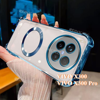 VIVO X300 X300Pro Ốp Lưng Mới Từ Tính Chống Sốc Trong Suốt Có Vòng Nam Châm 2025 Thiết Kế Mới Vỏ Trong Suốt VIVO X300 Pro Vỏ Điện Thoại Mềm Siêu Mỏng
