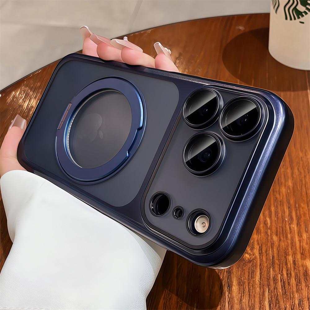 Ốp điện thoại khung từ PC mờ mạ điện cho iPhone 17 Pro Max 13 14 15 16 pro max Bảo vệ ống kính chống rơi Vỏ cứng bảo vệ điện thoại
