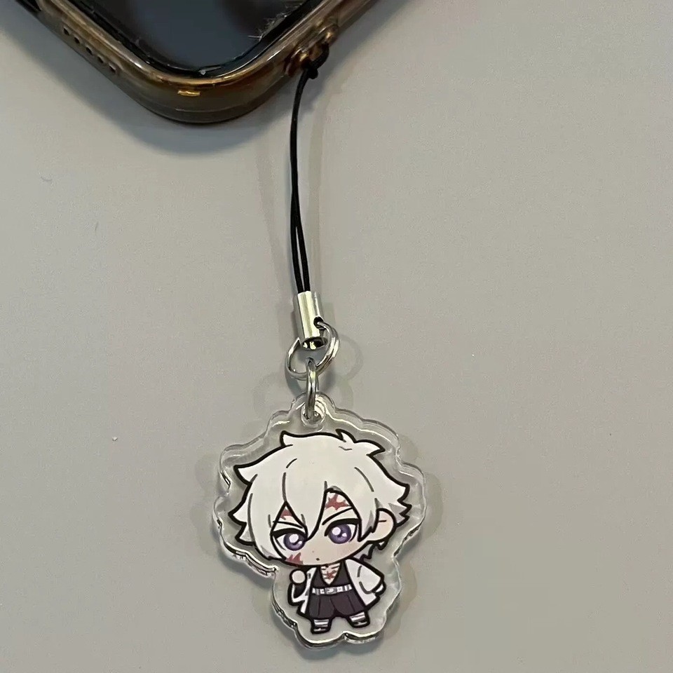 demon slayer anime mobile phone chain cute Zenitsu Tanjiro key chain Nezuko Tokitou Muichiro nine pillars key chain