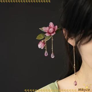 Kẹp tóc handmade phong cách cổ xưa Hanfu với họa tiết bông hoa sen và tua rua, dành cho nữ
