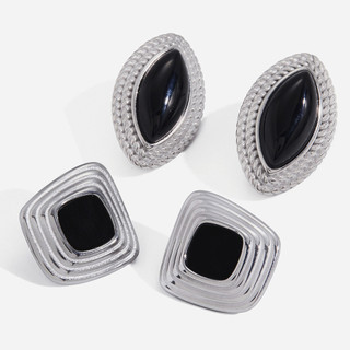 Châu Âu Mỹ ins Phong Cách Mới Đen Dầu Nhỏ Giọt Bông Tai Nữ
