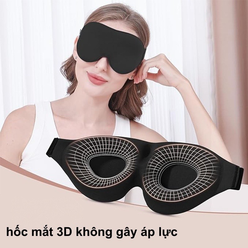 Bịt Mắt Ngủ 3D Cao Cấp Ôm Sát Mặt, Vải Mềm Không Áp Lực - Thích Hợp Ngủ Trưa, Đi Máy Bay, Xe Hơi