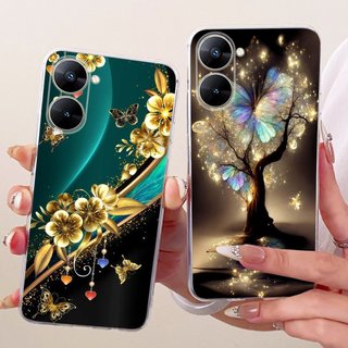 Ốp Lưng Cho Realme V30 V30T 5G RMX3619 RMX3618 Nơ Bướm Phổ Biến Mềm Trong Suốt Silicon Fundas Cho RealmeV30 V 30 Ốp Lưng