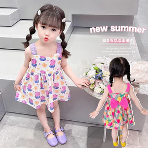 Đầm Bé Gái Mùa Hè Hoa Sling Lông Tơ Chữ A viền 80-150 Size VVYV