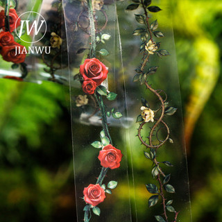 JIANWU Gai Series Vintage Cây Nho Hoa Vật Liệu Phong Cảnh Cắt Kéo Thêu Sò PET Băng Sáng Tạo DIY Tạp Chí Văn Phòng Phẩm