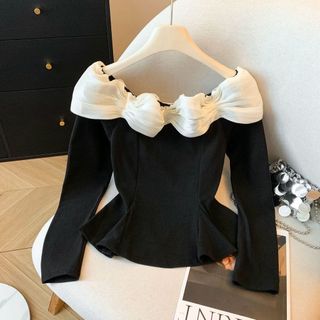 Áo Thun Nhung Đức Xù Dáng Dài Tay Cho Nữ, Thiết Kế Một Vai Trendy Thu Đông