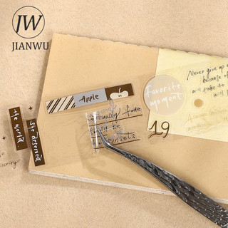 JIANWU 45mm * 6m Vintage Màu Nước Văn Bản Tiếng Anh Lưu Ý Vật Liệu Phong Cảnh Cắt Kéo Thêu Sò Băng PET Tạp Chí Sáng Tạo Văn Phòng Phẩm