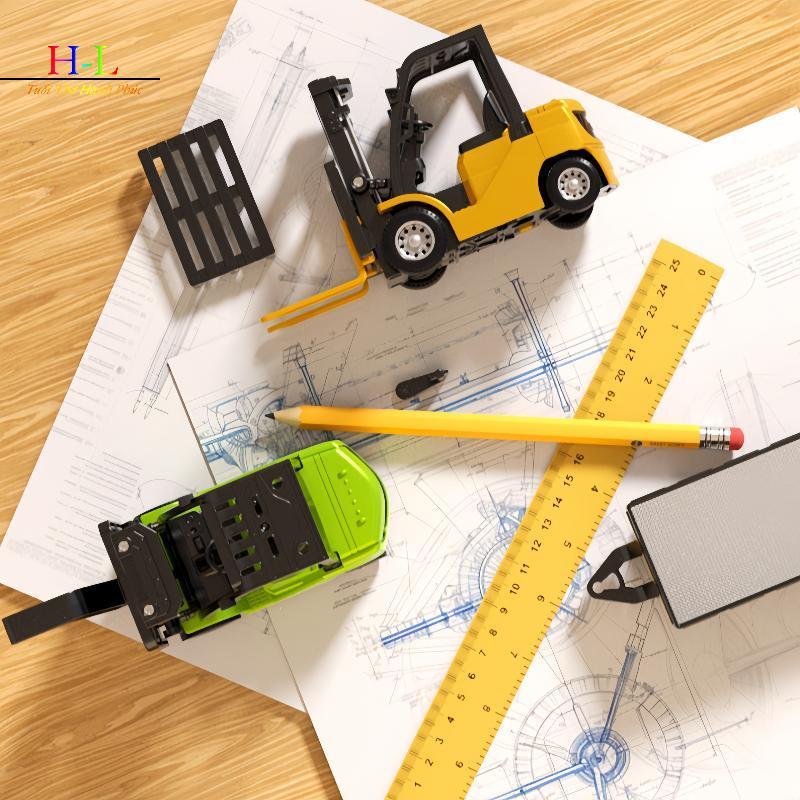 HL 1 Bộ 2.4GHz Mini Điều Khiển Từ Xa Bộ Xe Nâng Loại Mô Hình Ô Tô Đồ Chơi 1 / 64 Xe Nâng RC Hợp Kim Nhỏ Nâng Thực Sự Xoay Với Phễu Hàng Hóa Phía Sau LMWU