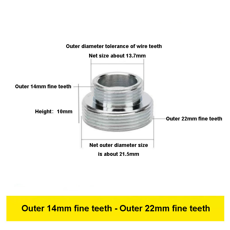 Bộ chuyển đổi vòi 22 Turn 16 18 20 22 24 26 28 mm Vòi răng mịn bên trong và bên ngoài 1 / 2 "3 / 4" Phụ kiện ren chuyển đổi
