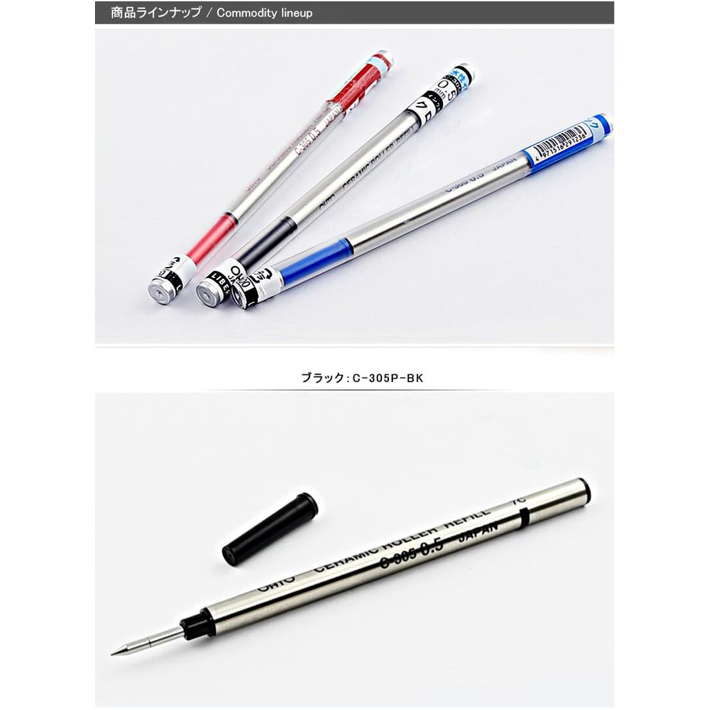 OHTO C-300 Ruot But Ceramic Rollerball/Muc Non-Dry Khong Kho/0.4 0.5 0.7 1.0mm/5 Cai 7 Loai
