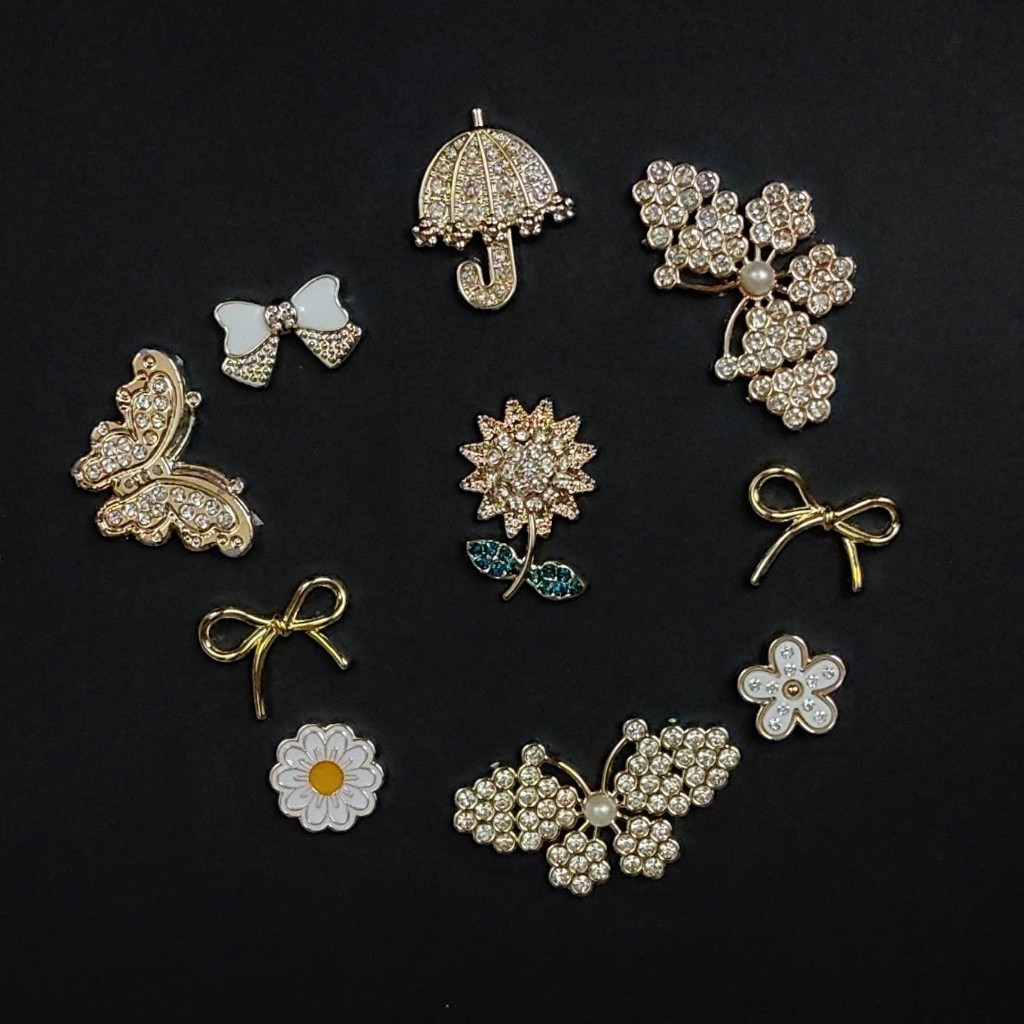 CHARM/STICKER  ĐÍNH ĐÁ: SET CHARM CAO CẤP GẮN DÉP 10 CHI TIẾT LUXURY