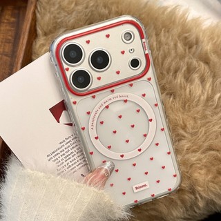 [Sheren] Vỏ điện thoại kiểm tra trái tim Burgundy Thích hợp cho i17 16 15 14 13 12 11 pro max Vỏ bảo vệ chống sốc