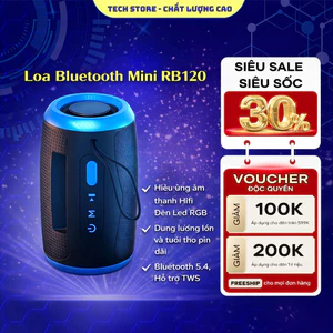 𝐓𝐞𝐜𝐡 𝐒𝐭𝐨𝐫𝐞 Loa Bluetooth Mini RB120 Công Suất 5W Đèn Led RGB Hỗ Trợ Kết Nối Thẻ Nhớ Tiện Lợi Âm Bass Mạnh