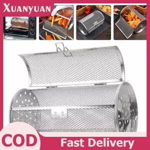 XUAN Thép không gỉ Nướng Rotisserie Lò Nướng Cho Nhà Bếp Chiên Giỏ Cà Phê Đậu Nướng Lồng Trống Ra Không Chiên Phụ Kiện Đa Năng VN
