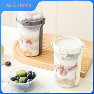 ABQ 600ML Salad Bột Yến Mạch Cốc Ăn Sáng Cốc Đôi Ngũ Cốc Hạt Sữa Chua Bộ Hộp Đựng Có Giá Đỡ Thay Đồ Nĩa Chuẩn Bị Bữa Ăn VN