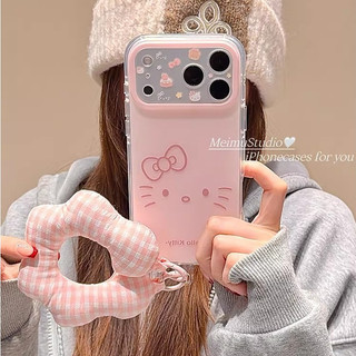 Hàn Quốc Ins Hoạt Hình Dễ Thương Màu Hồng Hellokitty Mèo Bảo Vệ Toàn Ống Kính Ốp Điện Thoại Cho iPhone 17Promax 17Pro 15 16 Promax Chống Sốc Hai Lớp imd Vỏ Ngọt Nữ Tính