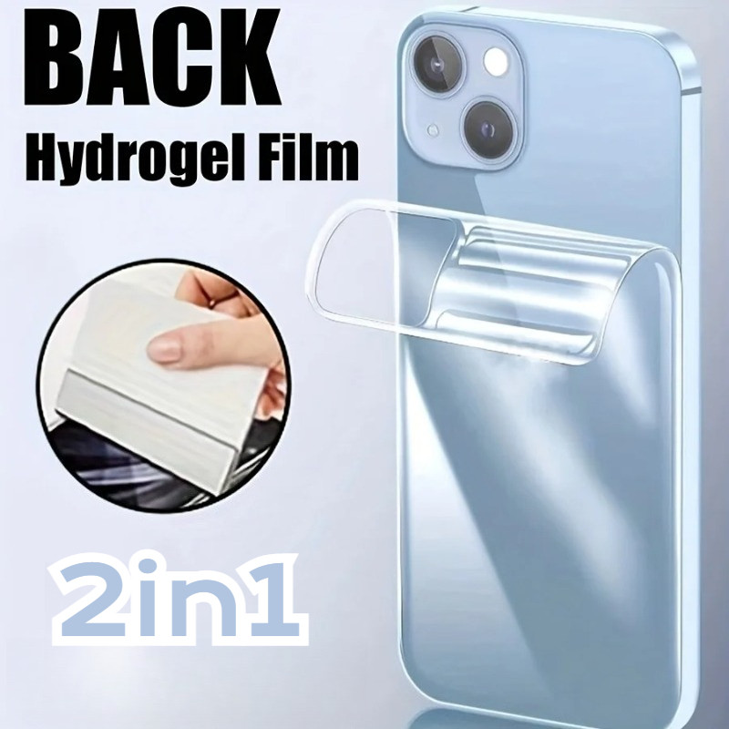 Phim Hydrogel Bảo Vệ 2in1 HD Cho Apple iPhone 17 16 16e 15 14 Air Pro Max Plus Điện Thoại Mặt Trước + Mặt Sau Màn Hình Hydrogel Bảo Vệ Cho iPhone 13 12 Mini Pro Max Phim Mềm Không Bong Bóng