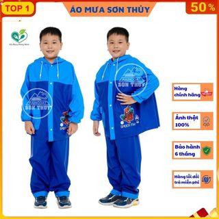 ( CHE CẶP ) Áo mưa bộ trẻ em Sơn Thủy có Lưng che cặp sách, bộ áo mưa dễ thương bằng PVC bé trai bé gái an toàn uminshop