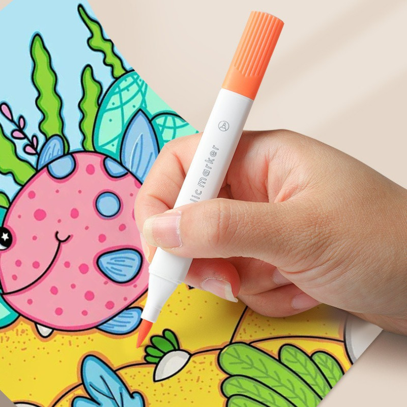Bút Màu Acrylic Marker 2 Đầu, Bộ 36/48/60 Màu, Màu Không Lem Tươi Sáng Vẽ Trên Nhiều Chất Liệu