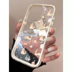 Light Coffee Cub cho iPhone 17 16Promax trường hợp 15 11 3 trong 1 bezel