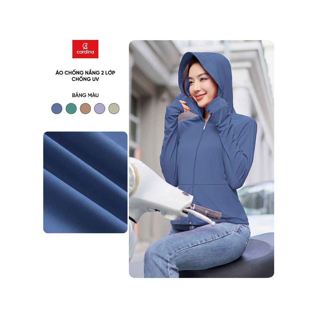 Áo chống nắng nữ CARDINA 2 lớp chất liệu Icetext chống tia UV hiệu quả 6NHF03