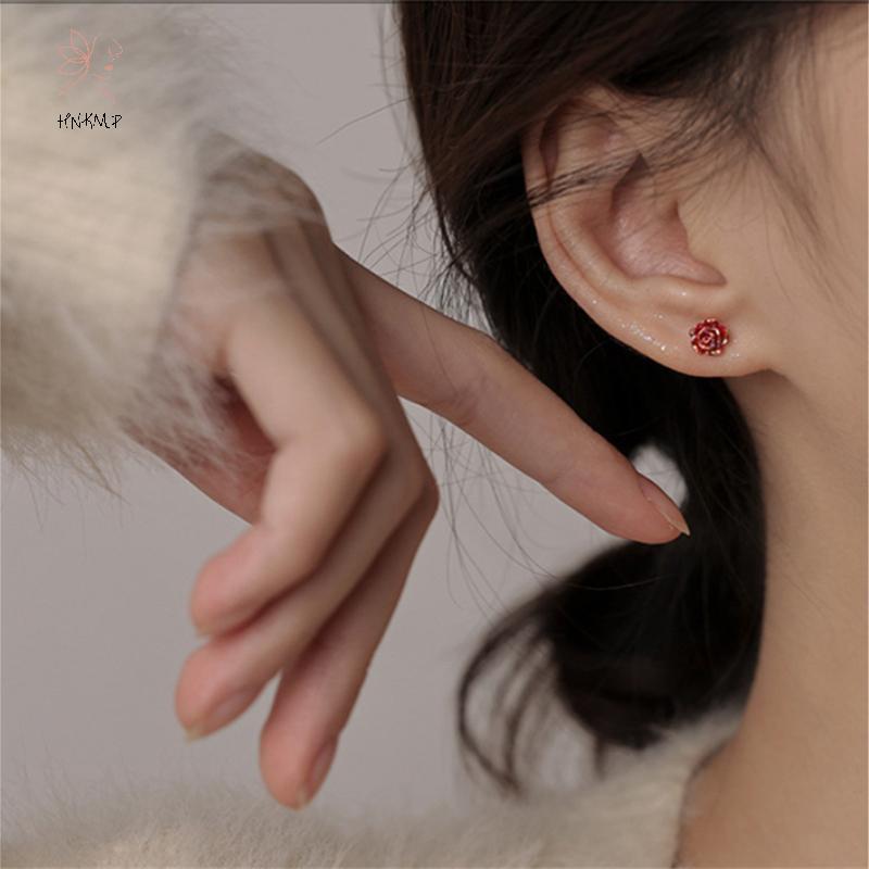 Bông Tai Nhỏ Hình Hoa Đỏ - Món Quà Trang Sức Đẹp