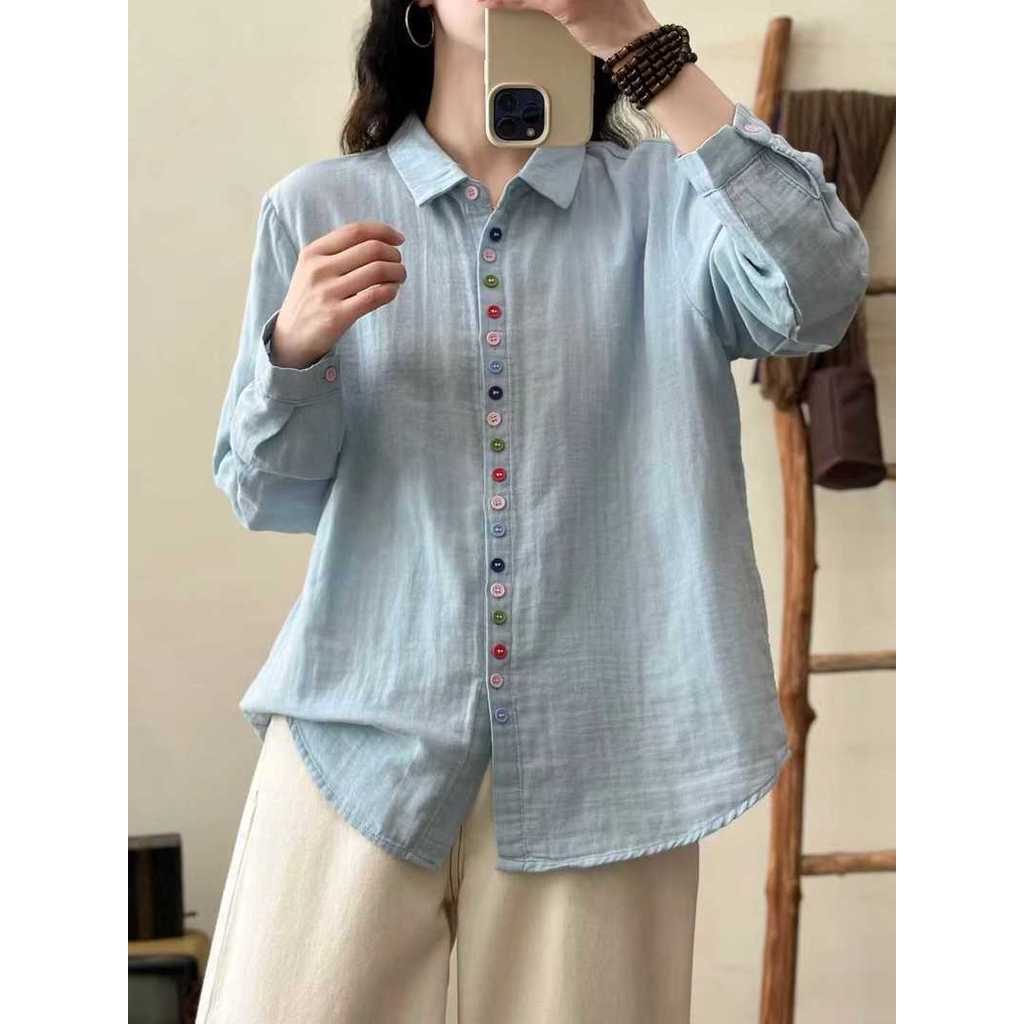 <![CDATA[Áo sơ mi nữ 100% cotton dài tay màu mới]]>