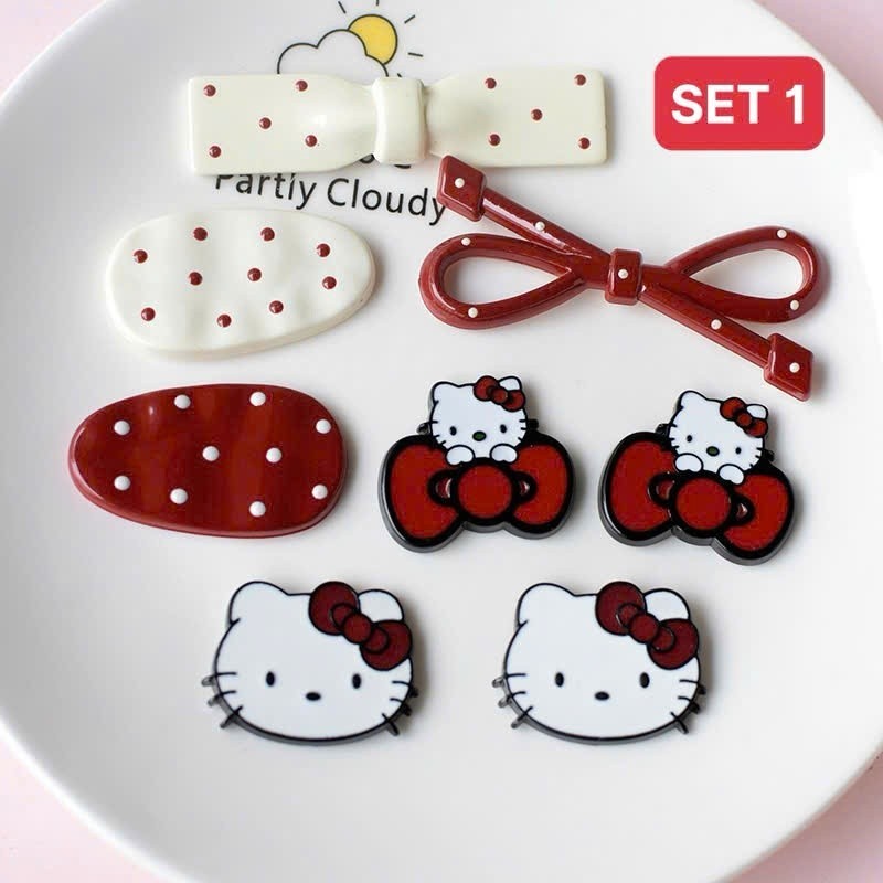 Set 08 Sticker/ Charm gắn dép: Charm HELLO KITTY 2- hàng Trend đang hot- Set Charm Hello Kitty Dễ Thương Gắn Túi, Kẹp