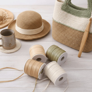 JKDESIGN Raffia Thread, 120M mỗi cuộn Mũ móc thân thiện với môi trường, Sợi móc dệt bền chất lượng cao cấp DIY