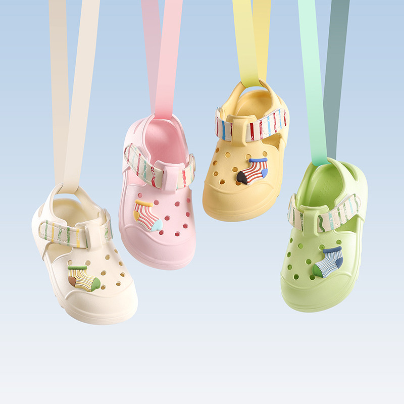 Cheerful Mario giày sandal cho bé đi bộ phong cách INS thời trang dành cho trẻ mới biết đi, dép sandal EVA mềm để chạy và nhảy, trang trí tất dễ thương