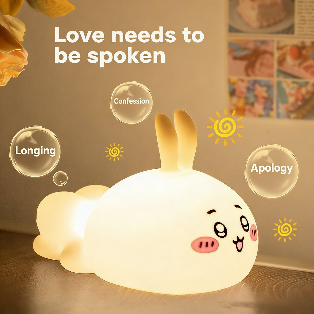 Dễ Thương Silicon Squishy Chiikawa Usagi Crayon Shin-chan Đèn Ngủ Hoạt Hình 3 Cấp Có Thể Điều Chỉnh Đèn Phòng Ngủ Cho Trẻ Em Trang Trí Phòng