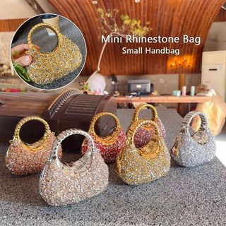 Túi mini EARTHLYCO acrylic trang trí kim cương giả lấp lánh, thiết kế nhỏ cầm tay