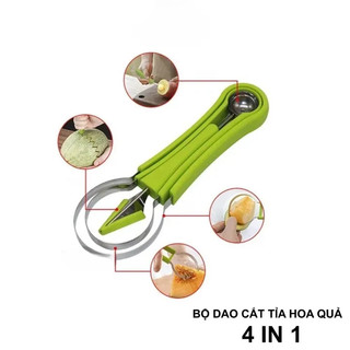 Bộ dao dĩa cắt tỉa trái cây đa năng sắc bén Bộ dao tỉa hoa quả đa năng， Set 3 món，Múc dưa hấu (tạo hình quả cầu)