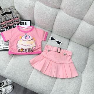 S51-[tomnaukids]Set áo thun phối chân váy kaki mềm bé gái cực xinh - Size 8-30Kg