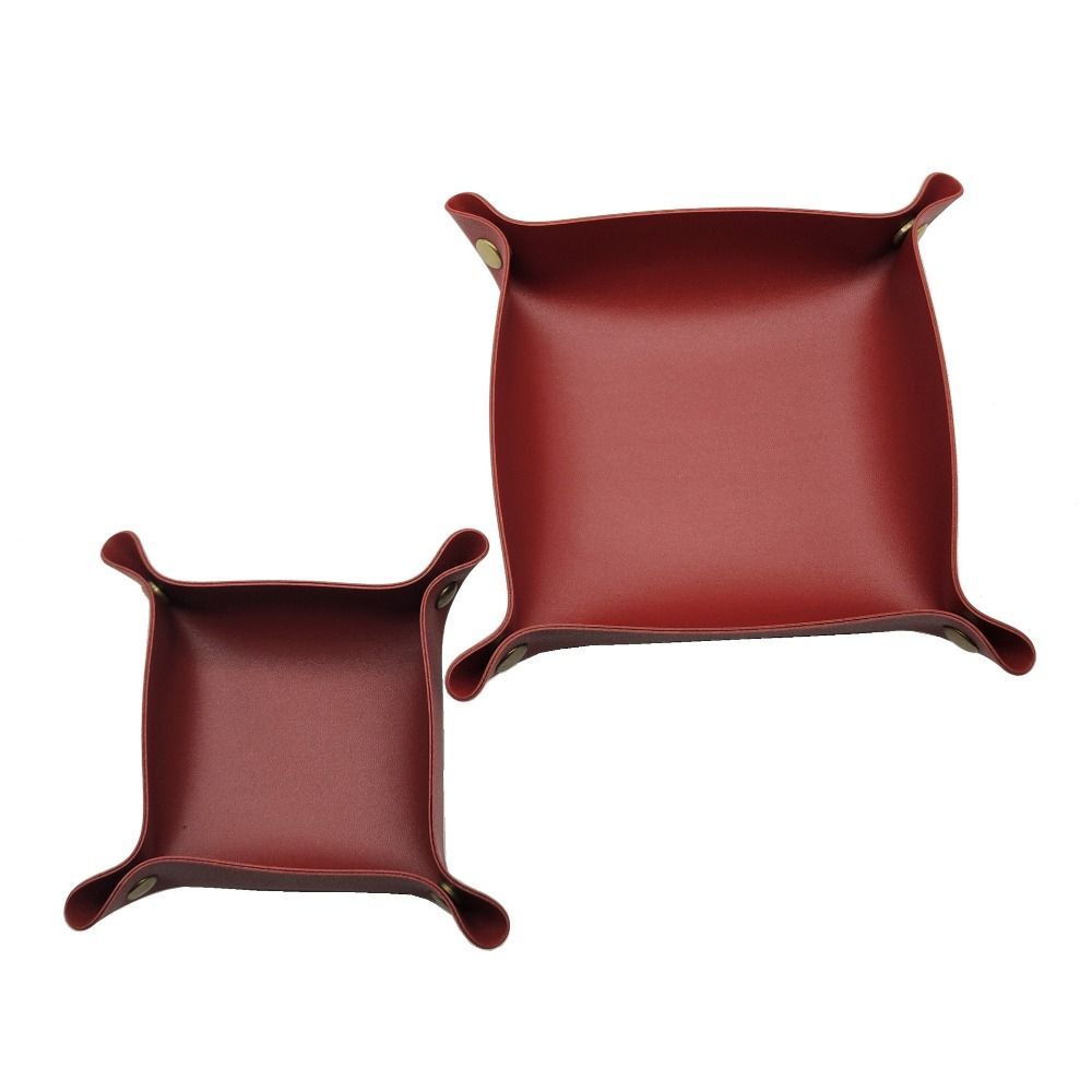 Hộp lưu trữ bàn CHEESELY, Khay da vuông có thể gập lại, Khay lưu trữ dung tích lớn 25X25cm cho trang sức Ví chìa khóa điện thoại Đồng xu