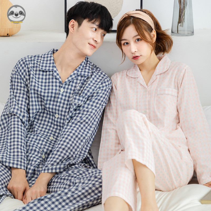 Bộ đồ dài tay kẻ sọc phong cách Nhật bản bằng cotton nguyên chất, áo hoodie hai lớp cho nam và nữ, thoải mái cả khi mặc trong nhà lẫn ra ngoài