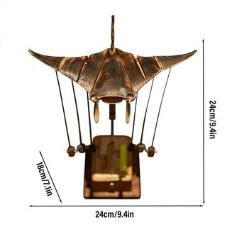 Handcrafted Wooden Manta Ray Gliding Motion Ray Kinetic Mechanical Sculpture Art