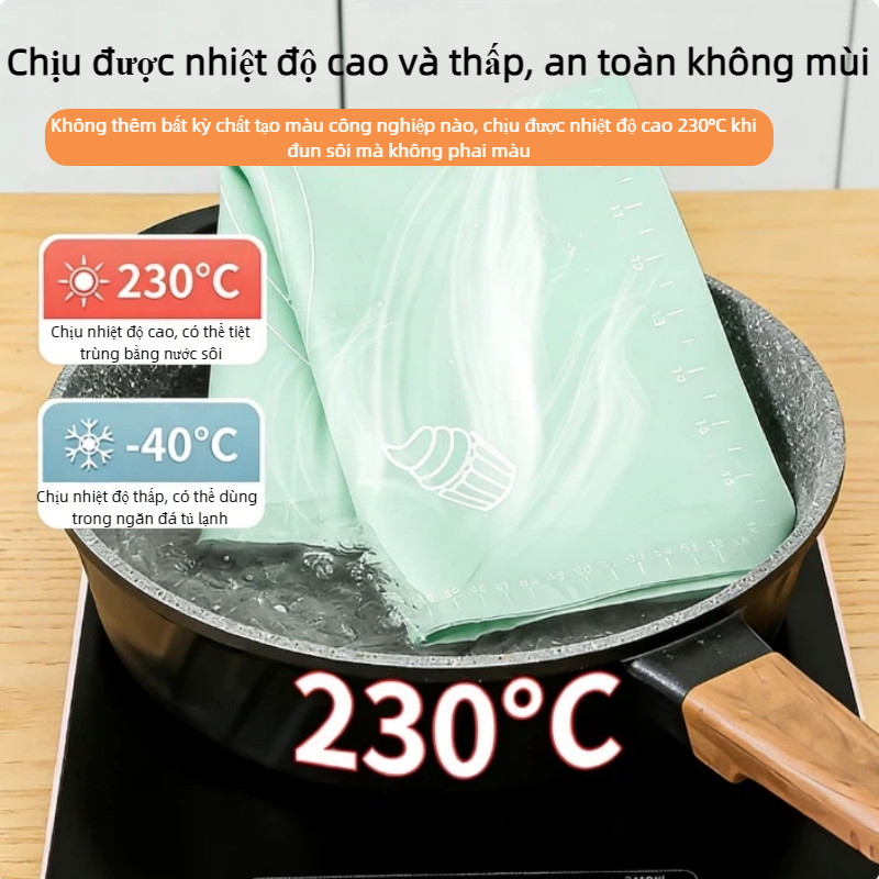 Thảm nhào bột silicon cỡ lớn dày dặn, không mùi kháng khuẩn, chống dính an toàn thực phẩm