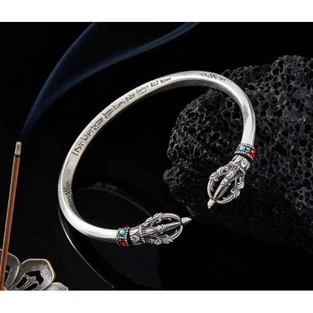 Retro Tây Tạng Sáu Nhân Vật Mantra Xoay M ö bius Vòng Tay Nam
