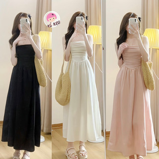 Váy 2 dây nữ cúp ngực xếp ly dáng dài, đầm maxi phong cách tiểu thư, Váy đầm dáng dài siêu xinh