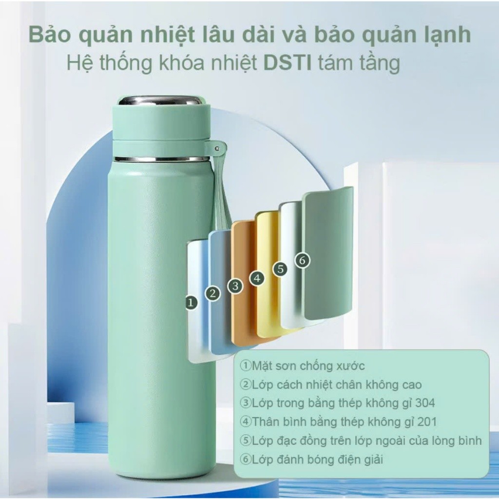 Bình Giữ Nhiệt 4 Lớp Chất Liệu Inox 316 Giữ Nhiệt Tới 12h Dung Tích 500ml Có Quai Cầm Tiện Lợi