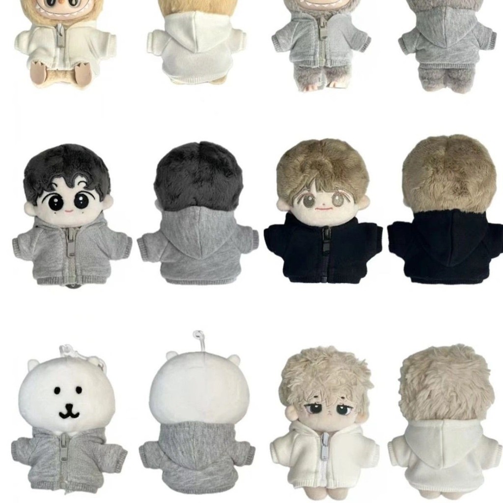 10cm Cotton Quần Áo Búp Bê Quần Áo Cho Bé Không Thuộc Tính Dạo Phố Có Mũ Trùm Đầu Áo Đen Trắng Xám Nghệ Thuật Đơn Giản Quần Áo Bé 3.14