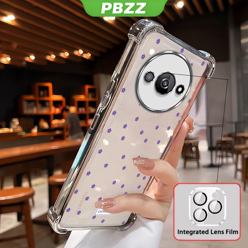 FOR ốp lưng Ốp Lưng Cho xiaomi redmi a3 2024 4g Vỏ Điện Thoại Vỏ Mềm Silicon Chống Sốc Thiết Kế Mới Thẩm Mỹ Trong Suốt Hoa Với Ống Kính Phim SJJETMPLH01
