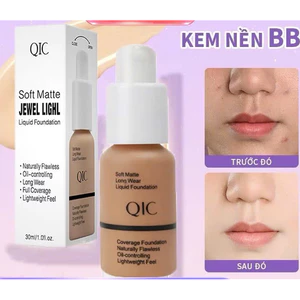 Kem Nền QIC Che Phủ Dạng Lỏng Làm Đều Màu Da, Che Khuyết Điểm, Không Thấm Nước, Lâu Trôi Làm Mịn Da QIC 30ml