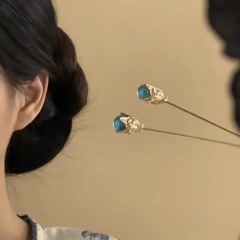 MAUROPOLI < MAUROPOLI} Cổ Xanh Pha Lê Bóng Niche Thiết Kế Kẹp Tóc Mới Phong Cách Trung Hoa Mũ Đội Đầu Đĩa Đẹp Phụ Kiện Tóc Nữ