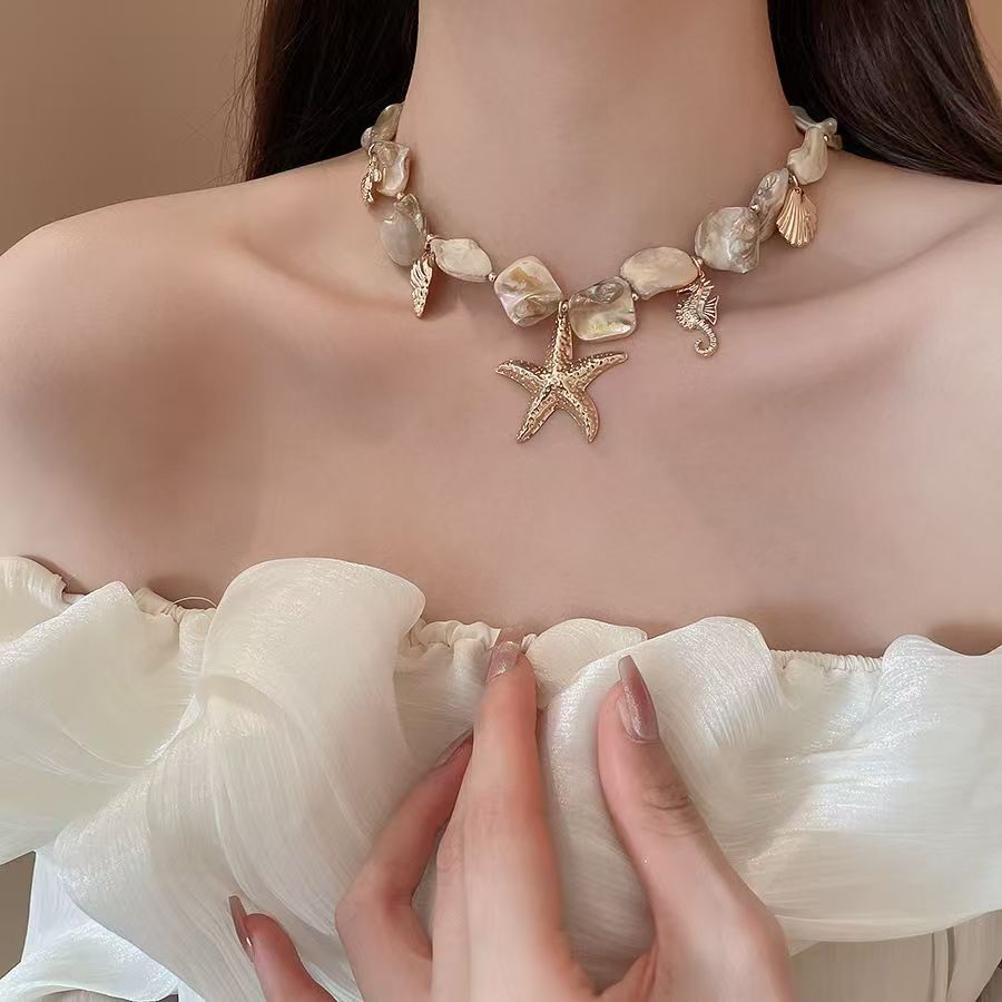 Phong Cách Bohemian Sao Biển Mặt Dây Chuyền Vỏ Vòng Cổ Cá Tính Thời Trang Xương Đòn Dây Xích Bên bờ Biển Kỳ Nghỉ Không Khí Phụ Kiện Dành Cho Nữ