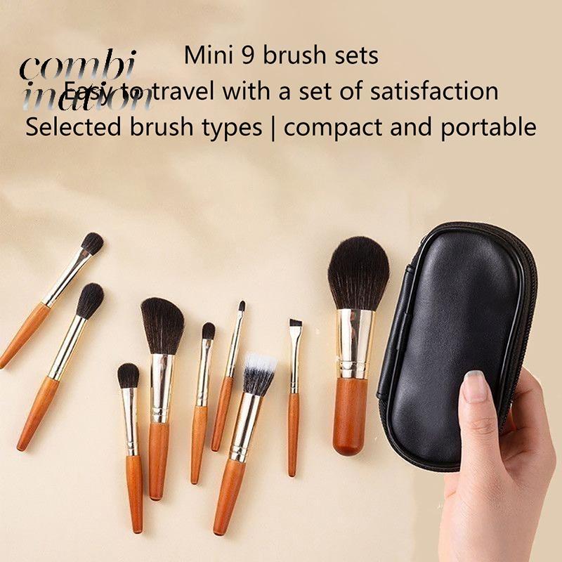 (TFT) 9 Chiếc Bộ Bàn Chải Trang Điểm Có Thể Bảo Vệ MiniCosetic Brush Powder Foundation Blush Blooming Eyeshadow Blending Brush Kit MỚI